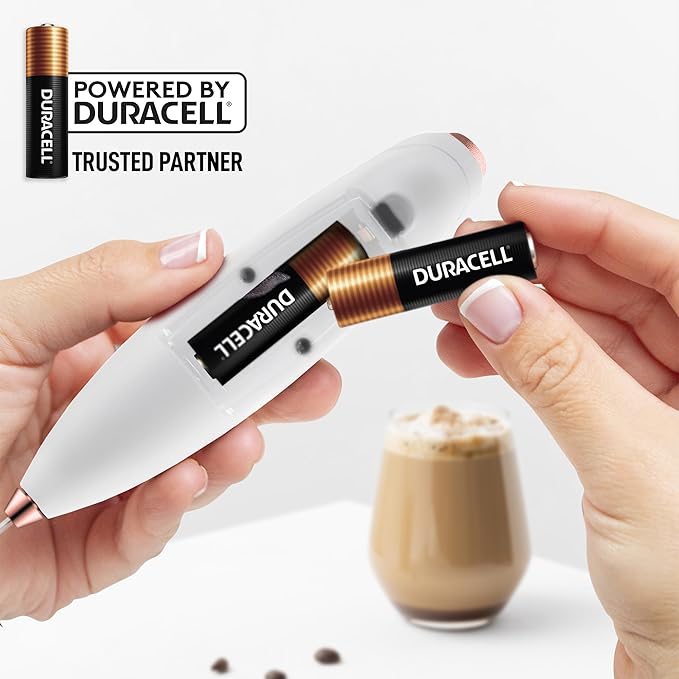 Zulay Kitchen Patented Tornado Triple Whisk Milk Frother with 4 Duracell Batteries – Handheld Foam Maker for Coffee, Lattes, Matcha & Hot Chocolate – Rich, Creamy Froth in Seconds