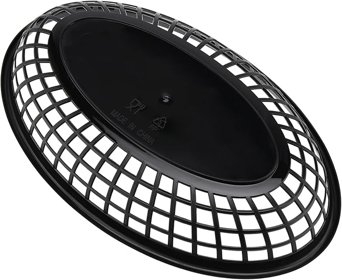 40 Pack 8.9x5.7x1.6 Inch Black Plastic Fast Food Baskets, Restaurant Serving Baskets, Oval Fast Food Serving Tray for Picnic, Deli Serving, Chicken, Burgers and Fries