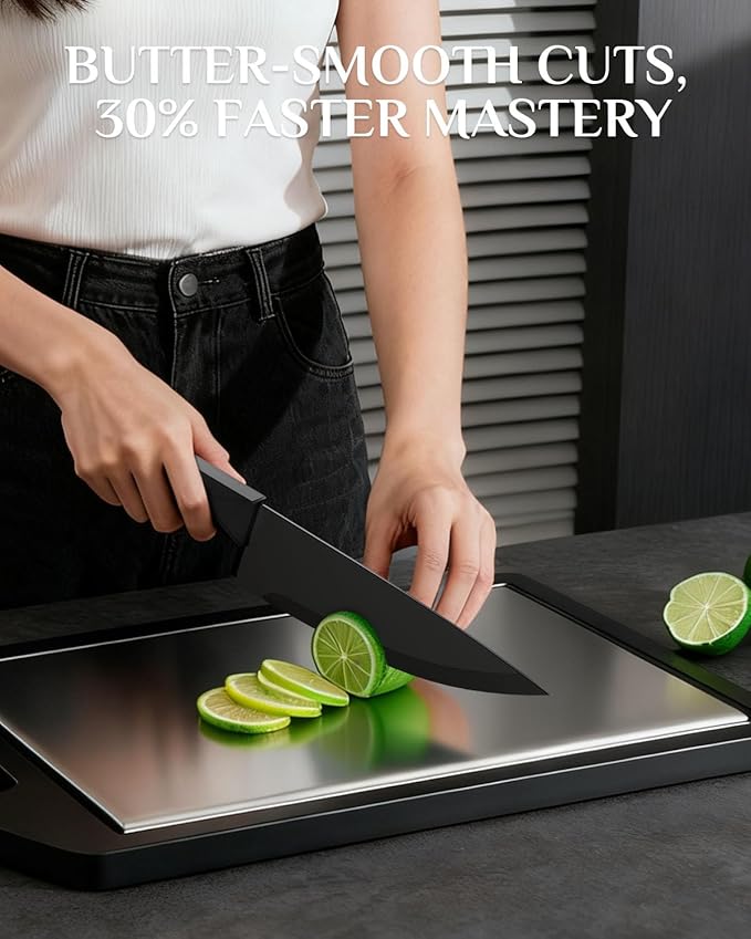 Knife Set - Haugo 15 PCS Kitchen Knife Set with Built in Sharpener - Dishwasher Safe Kitchen Knives - High Carbon Stainless Steel Knife Block Set with Ergonomic Handles - Panther Series
