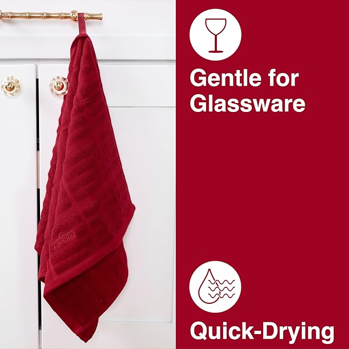 All-Clad Solid Kitchen Towel: Highly Absorbent, Super Soft Long Lasting - 100% Cotton, 17"x30" Tea Towel for Cleaning & Drying Dishes, Pans, Glassware, or Countertops, (1-Pack), Chili