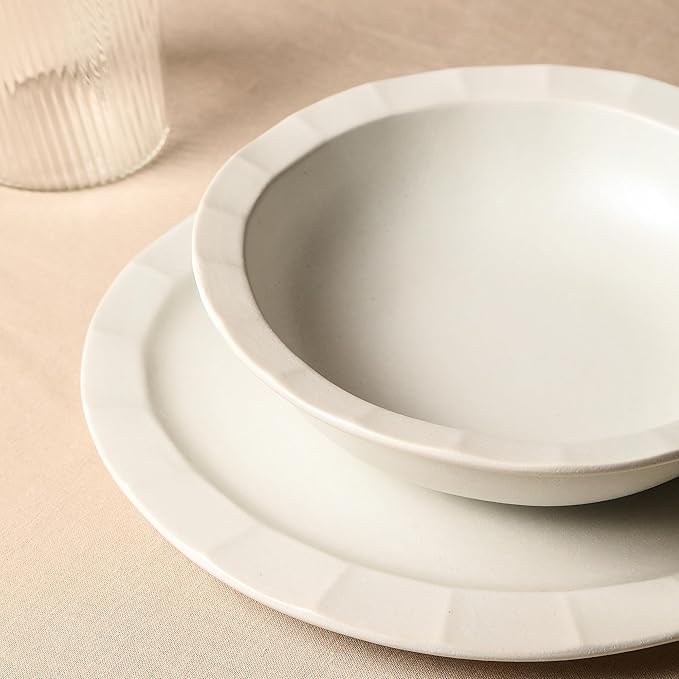Stone Lain Oasis 4-Piece Pasta Bowl Set Stoneware, White