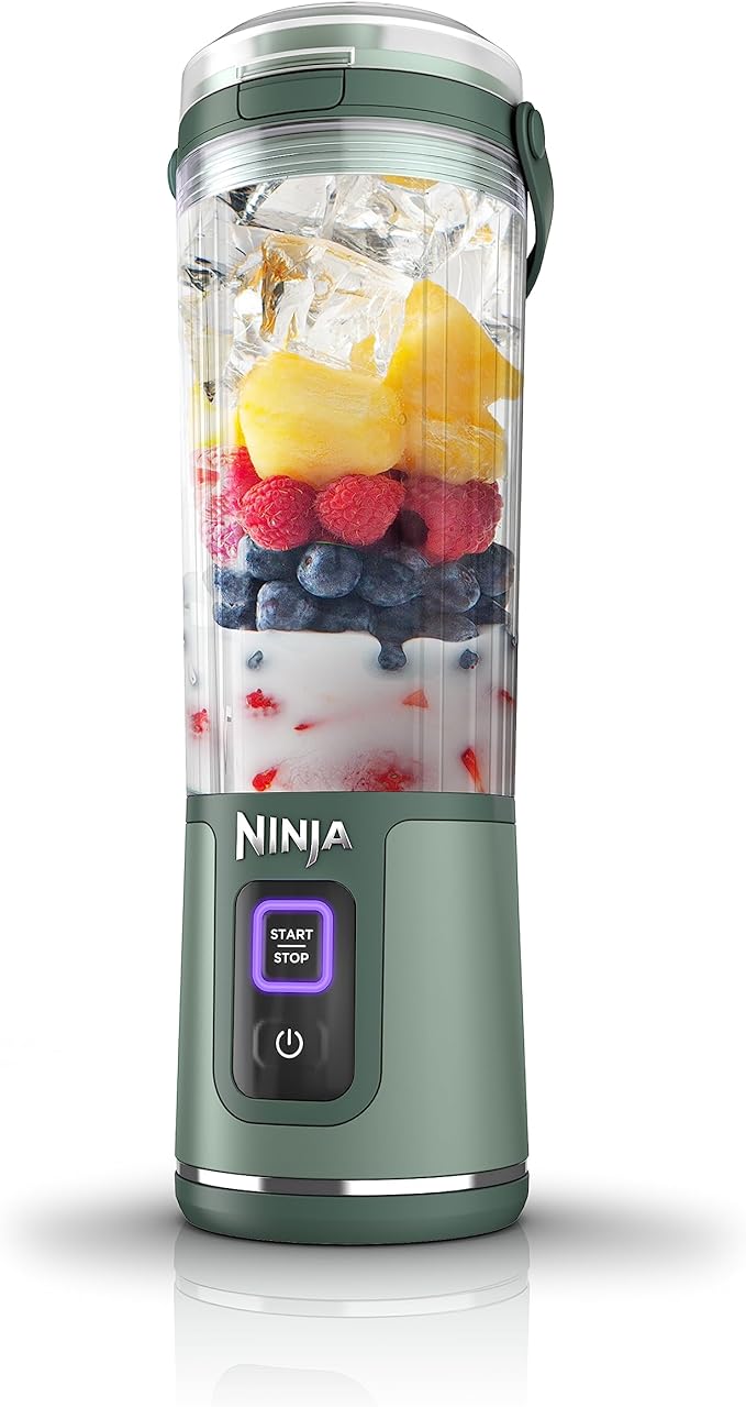 Ninja BC151EM Blast Portable Blender, Cordless, 18oz. Vessel, Personal Blender-for Shakes & Smoothies, BPA Free, Leakproof-Lid & Sip Spout, USB-C Rechargeable, Dishwasher Safe Parts, Forest Green