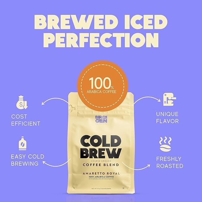 Birch Glen Roasters Cold Brew Coffee | Flavored Coarse Ground Coffee | Artisanal Roasting | 100% Arabica |1 LB | Peanut Butter & Jelly