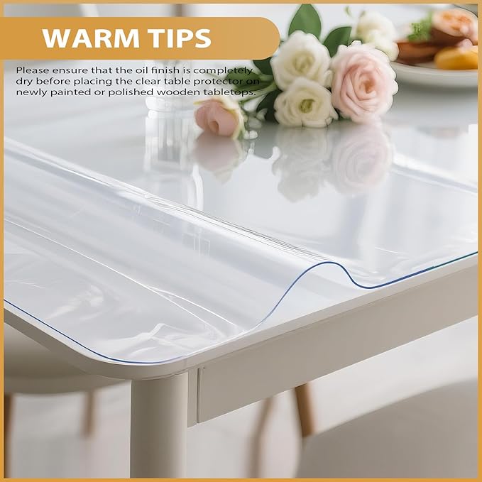 Clear Table Protector 24 x 36 Inch, 1.4mm Thick Waterproof PVC Plastic Table Cover, Durable Table Pad for Dining Room, Kitchen, Writing Desk, and Coffee Tables
