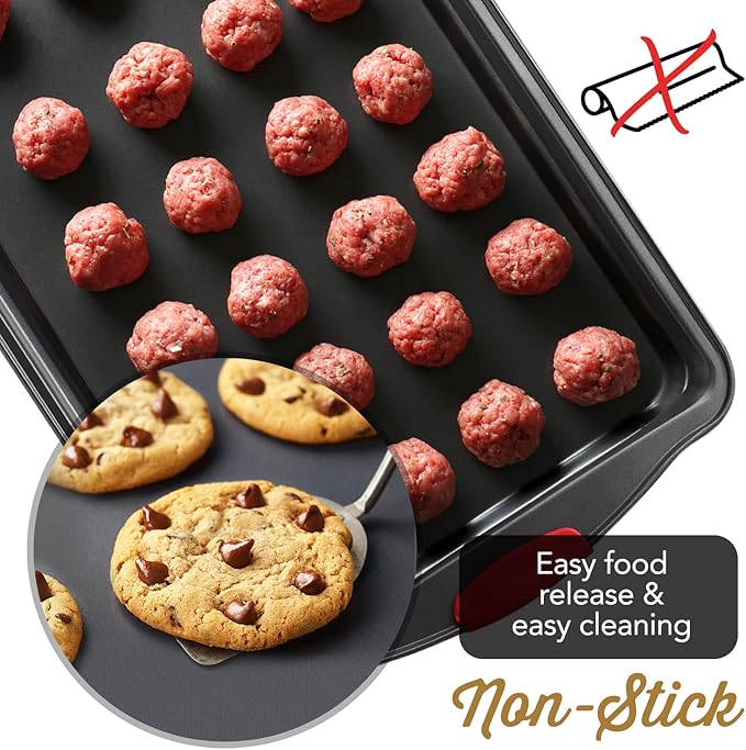 Eatex Nonstick Bakeware Sets with Baking Pans Set, 39 Piece Baking Set with Muffin Pan, Cake Pan & Cookie Sheets for Baking Nonstick Set, Steel Baking Sheets for Oven with Red Kitchen Utensils Set