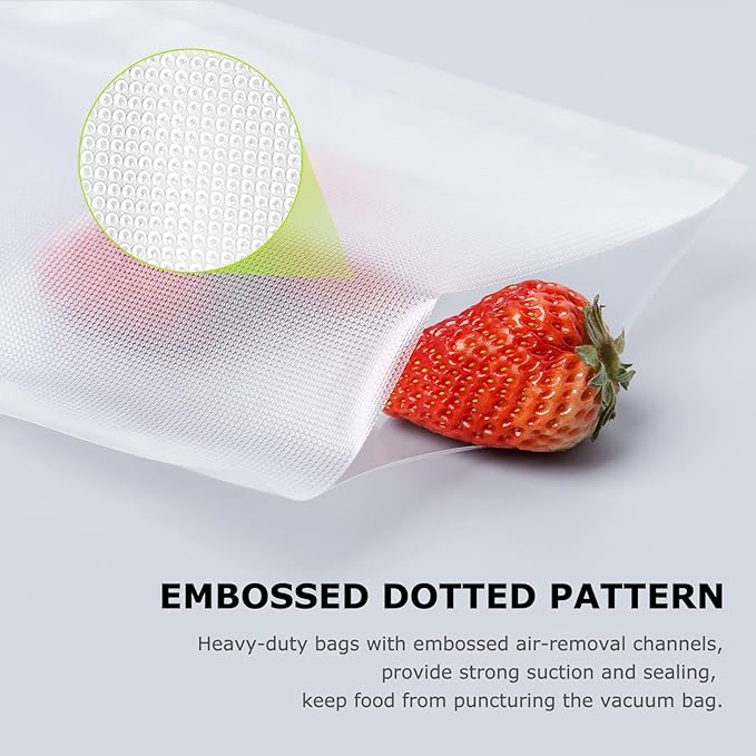 Bonsenkitchen Precut Vacuum Food Sealer Bags 100 Pint 6" x 10", BPA Free, Commercial Grade Textured Food Vacuum Sealer Bag, Thick Embossed Bags for Food Storage and Sous Vide Cooking VB3204