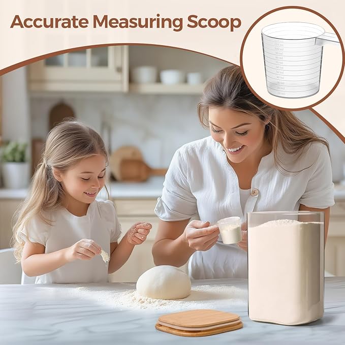 ComSaf 1.2 Gallon Wide Mouth Flour Sugar Storage Containers 2 Pcs, 4.6 Qt Glass Storage Containers with Lids, Large Pantry Glass Jar with Lid, Big Jars for Rice, Flour, Sugar, Cereal, Cookie, Coffee