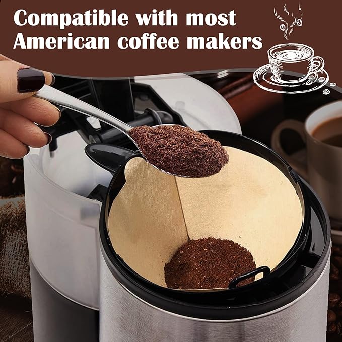 200 Count #4 Cone Coffee Filters 8-12 Cup, Natural Coffee Filters 4 Cone Paper fits for Pour Over and Drip Coffee Maker, Unbleached, Chlorine Free