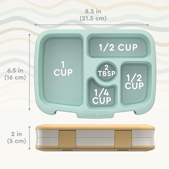 Bentgo Kids 5-Compartment Leak-Proof Bento-Style Lunch Box (Whimsy & Wonder Collection) - Ideal for Ages 3-7, Drop-Proof & Durable, Dishwasher Safe, & PFAS & BPA-Free Materials (Wavy)