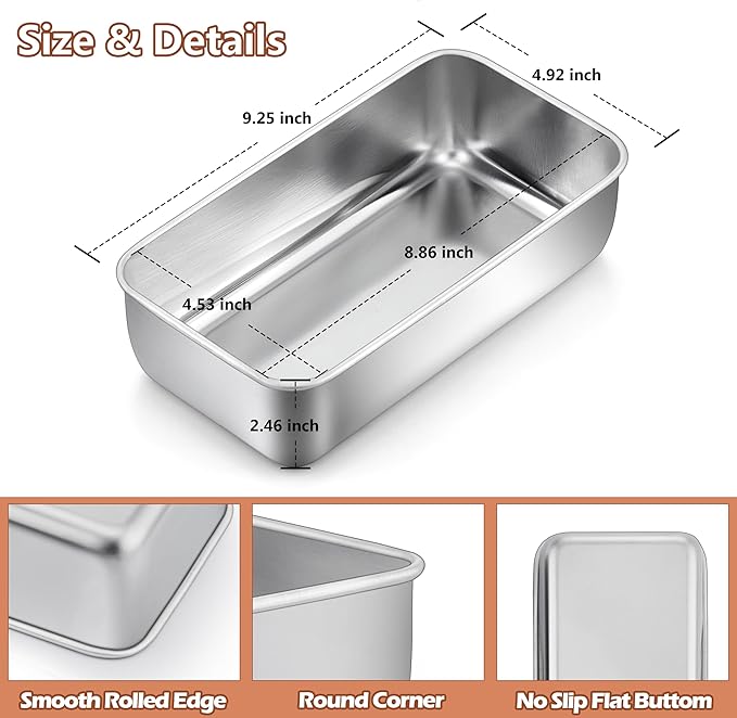 LIANYU 16 Pack 9x5 Inch Loaf Pans for Bread Baking, Stainless Steel Bread Baking Pans, Small Loaf Tins for Homemade Brownies and Pound Cakes, Dishwasher Safe