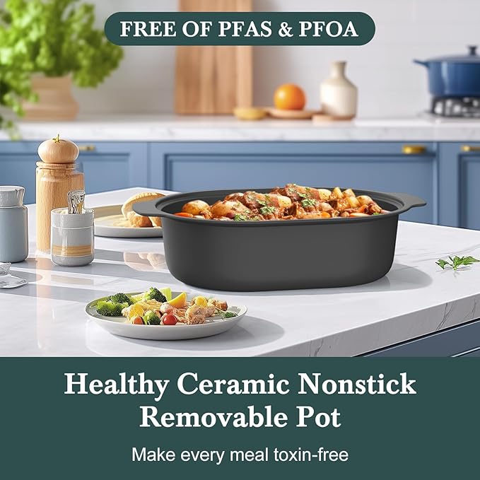MAGNIFIQUE 6 Quart Multi-Cooker with 8-in-1 Casserole Programmable Slow Cooker, Dutch Oven, Pasta, Nonstick, Oven Safe Pot to 500°F Oatmeal Oatmeal