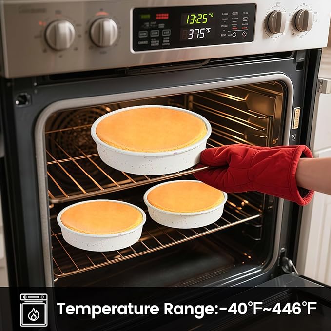 Vinino 3 Pack Round Cake Pan Set (6''/8''/10'') with Metal Reinforced Frame, Circle Cake Pan for Baking Nonstick Silicone Springform Pan for Baking Suitable for Making Layers, Cheese & Chocolate Cakes