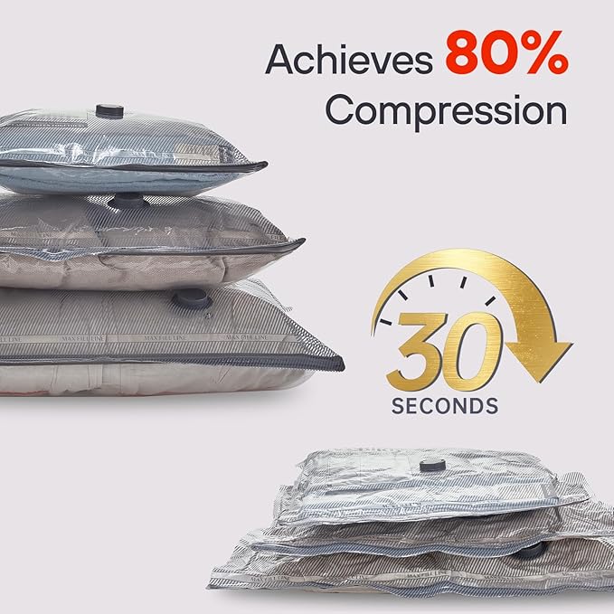 9-Pack Vacuum Storage Bags for Travel, Space Saver Compression Bags (No Pump Included)