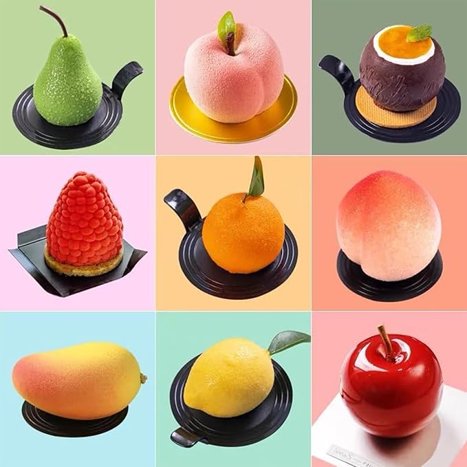 OCPO KITCHEN Orange Silicone Mold for Baking Mousse Cake, Chocolate, Fruit Dessert, Pudding, Jelly, Ice Cream Mould, Cake Decoration Mold, Non-Stick and Easy Release, 3D Orange Shape (8-Cavity)