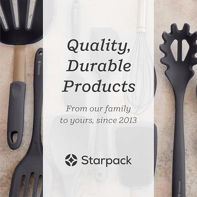StarPack Premium Silicone Kitchen Tongs 12-Inch - Stainless Steel with Non-Stick Silicone Tips, High Heat Resistant to 600°F, For Cooking, Serving, Grill, BBQ & Salad (Gray Black)