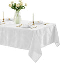 Newbridge Barcelona Luxury Damask Fabric Tablecloth, 52” Wide x 52” Square, White, 100% Polyester, No Iron, Soil Resistant Dining Room, Party and Banquet Table Cover