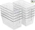 10 PACK Clear Storage Bins Clear Storage Containers for Kitchen Pantry Organization, Organizing Bins with Built in Handles, Cabinet Organizers
