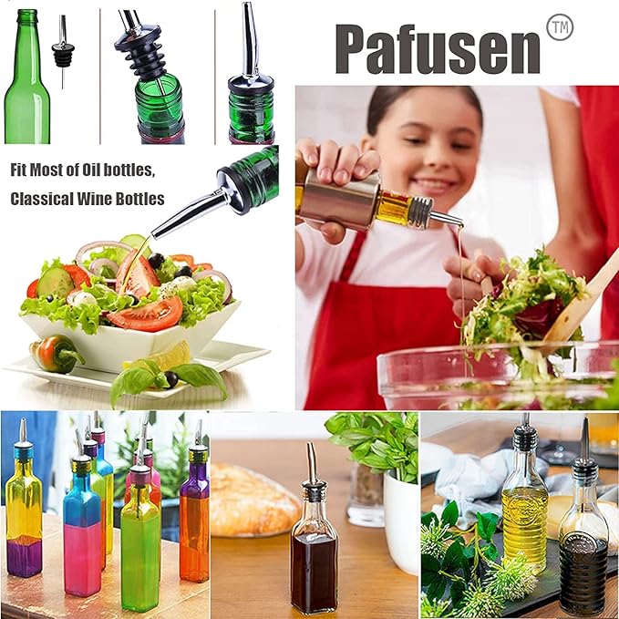 Pafusen 6 Pack Liquor Bottle Pourers, Liquor Pour Spout for Liquor Bottles, Stainless Steel Olive oil Dispenser Spout, Alcohol Pourer Spouts Dust Caps Covers Fixed, Gold