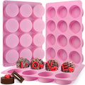 Actvty Round Chocolate Cookie Molds, 3 Pieces 12-Cavity Cylinder Chocolate Silicone Molds for Covered Oreo, Cookies Candy Jelly Mini Cakes and Muffin Baking(Pink)