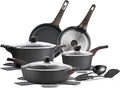 SENSARTE Pots and Pans Set Non stick, Non toxic Healthy Induction Cookware Set, 14 Pcs Non Stick Kitchen Cooking Set with Frying Pans Set & Saucepan, PFOA PFOS APEO Free, Black