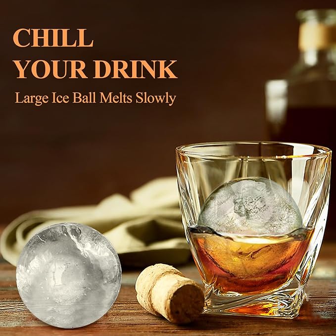 Round Ice Cube Mold,8 PCS x 1.8 in Whiskey Ice Cubes,Circle Ice Cube Tray with Lid,Large Ice Ball Maker Mold Sphere Ice Cube,Large Ice Cube Molds for Cocktails,Coffee(Round Ice Cube Mold,Black