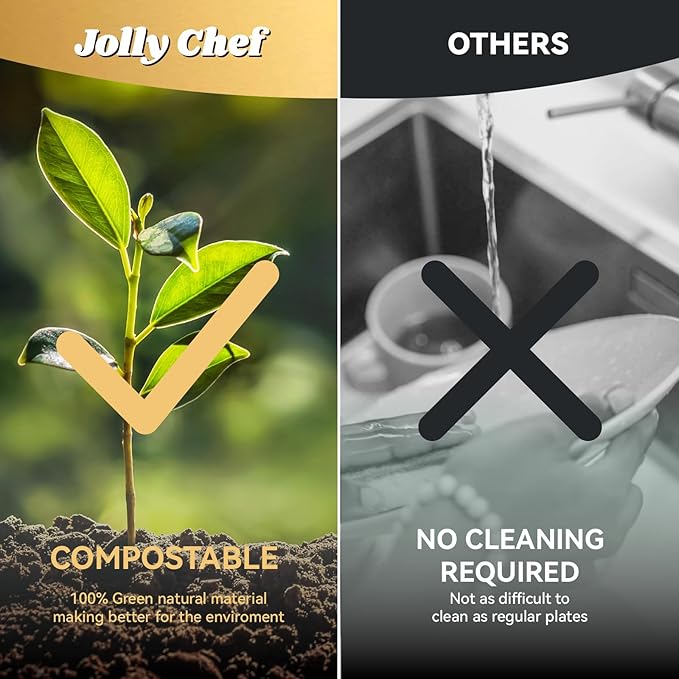 JOLLY CHEF Compostable Disposable Paper Bowl [12 oz] Heavy Duty Soup Containers [150 Pack] Biodegradable Bagasse Hot Cold Food Eco-Friendly Sugarcane Microwavable Bowls for Salad Milk Thanksgiving Day
