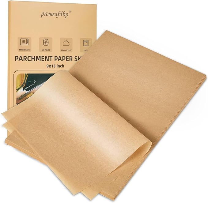 9x13 In Non-Stick Precut Baking Parchment Paper Sheets for Baking Enthusiasts - Withstands Temperatures up to 450°F - 100% Natural Wood Pulp (200PCS)