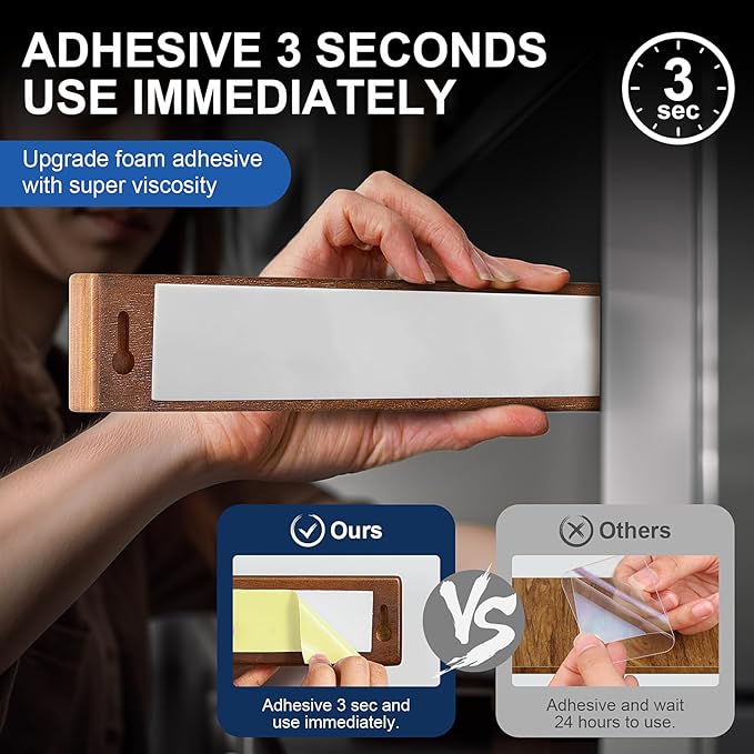 Magnetic Knife Strips, Magnetic Knife Holder for Wall 10 Inch, Acacia Wood Knife Magnetic Strip Use as Knife Bar, Knife Holder for Kitchen Utensil Organizer, Without hooks