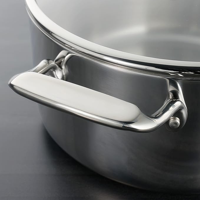 Tramontina Tri-Ply Clad Stainless Steel 6-Quart Saute Pan with Glass Lid, Induction-Ready Cooking Pan, Dishwasher-Safe, NSF-Certified