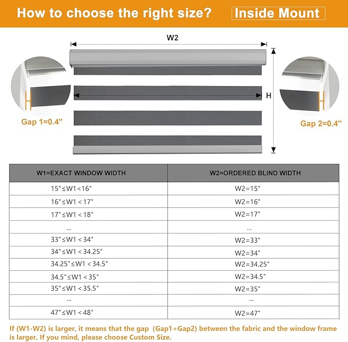 Persilux Cordless Zebra Blinds for Windows (45" W X 64" H, Grey) Free-Stop Dual Layer Roller Windows Shades for Day and Night, Light Filtering Sheer Shades for Home, Easy to Install