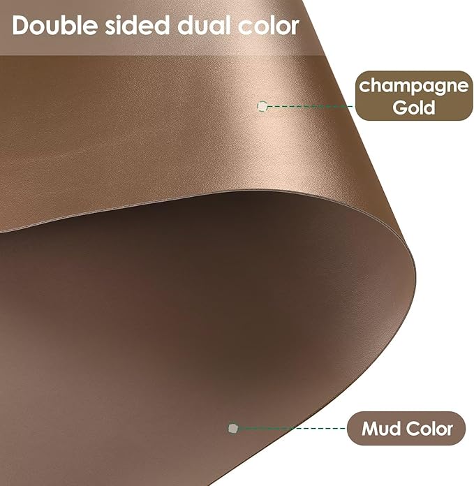 Leather Table Pad,1.8mm Thick,40x96 Inch,Dining Table Pad,Table Pads for Dining Room Table Rectangular,Table Protector for Dining Room Table(Mud Color+Champagne Gold,40x96)