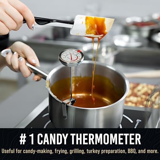 Candy Thermometer with Pot Clip - Deep Fry Oil Thermometer for Frying and Candle Making