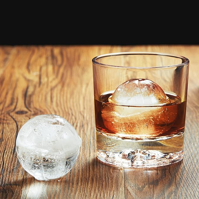 Silicone Basketball Ice Cube Mold Fun Shapes, Novelty Basketball Gifts, 2.2" Large Craft Round Sphere Ice Ball Molds For Game Day, Whiskey, Cocktails, Bourbon Black