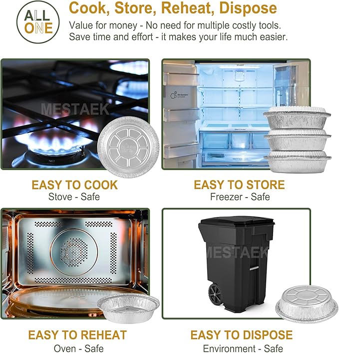 7" Aluminum Foil Pans with Clear Lids 50 Pack,Heavy Duty Disposable Containers for Roasting,Storing,Baking,Cooking,Recyclable