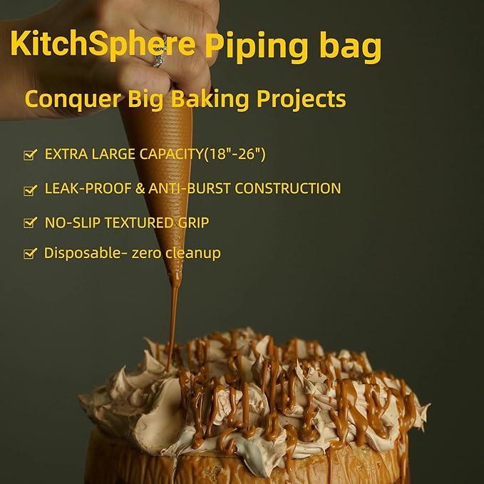 L 19 Inch Large Piping Bags,100 Pack Disposable Pastry Bags,Thick Anti-Burst Icing Piping Pastry Bags For Frosting Decorating Cake Cupcake Cookie (L 19 Inch-100 Pack)