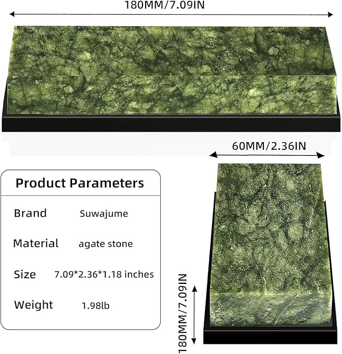 Knife Sharpening Stone,10000 Grit Sharpener Whetstone Final Fine Polishing Natural Green Honing Oilstone for, Knives Tools,Cutting ToolsAngle Guide, Diamond Stone and Non-Slip Rubber Base (SET-D)