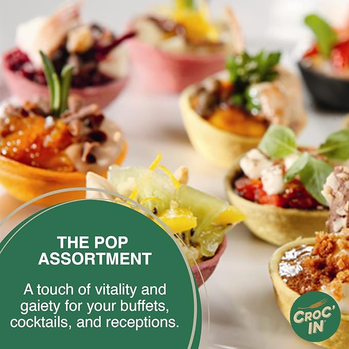 CROC'IN - Neutral Mini Tart Shells - Edible Appetizer Or Dessert Cups - Pastry Pans - Artisanal & Vegan Confection - 60 Pieces
