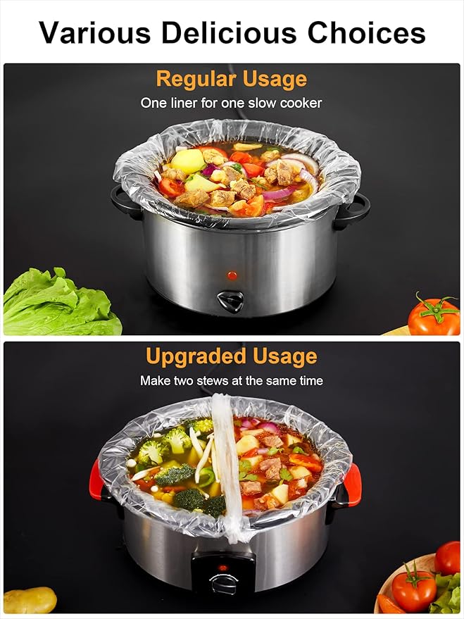 SMARTAKE Slow Cooker Liners, Extra Large Size 14"x 22" Disposable Cooking Bags, Fit 6QT to 10QT for Slow Cooker, Cooking Trays, Suitable for Oval & Round Pots, 15 Liners