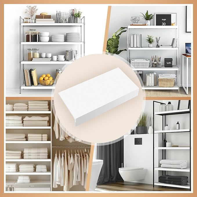 5 Pcs Wire Rack Covers 40x16x2.5 inch PVC Pantry Shelf Cover 0.31 inch Thick Removable Closet Wire Rack Shelf Covers,Decoration Kitchen Bathroom Office Shelving (Light Luxury White,40x16x2.5inch)