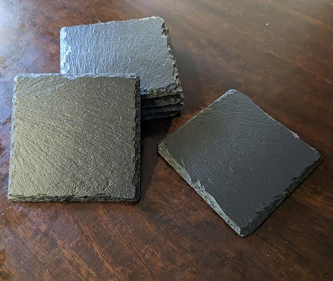 Power & Protection: V-Twin Engine Coasters for Your Ride - Square Slate - Set of 8