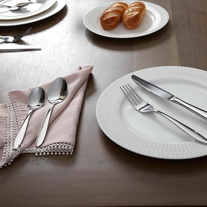 Oneida B336045A Mooncrest 45-Piece Flatware Set, Service for 8,Silver,45 Piece