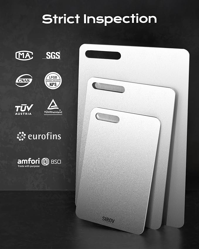 Titanium Cutting Board, 100% Pure Titanium Cutting Boards For Kitchen, Best Non Toxic titanium chopping board, Dishwasher safe, Hygiene and Durability for Meat, Fruit, and Vegetables (12.7L*8W)