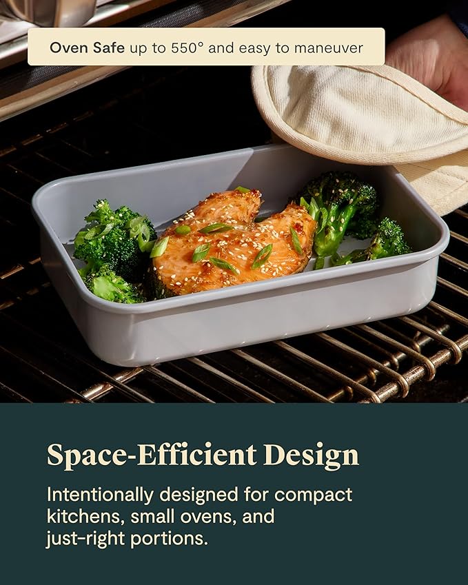 Caraway Nonstick 9” x 6.5” Small Rectangle Baking Pan – Non-Toxic, PTFE & PFOA Free – Aluminized Steel Core – Deep Ceramic Baking Pan for Casseroles, Lasagna & More - Navy