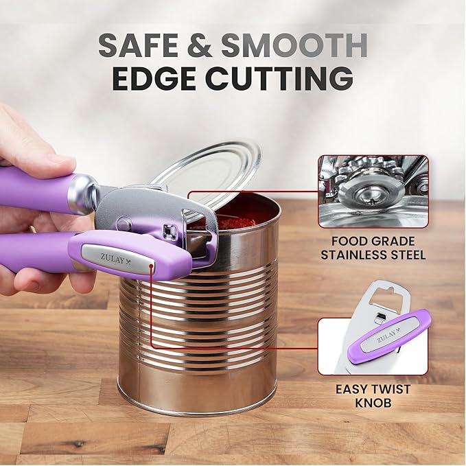 Zulay Kitchen Manual Can Opener with Bottle Opener with Turn Knob