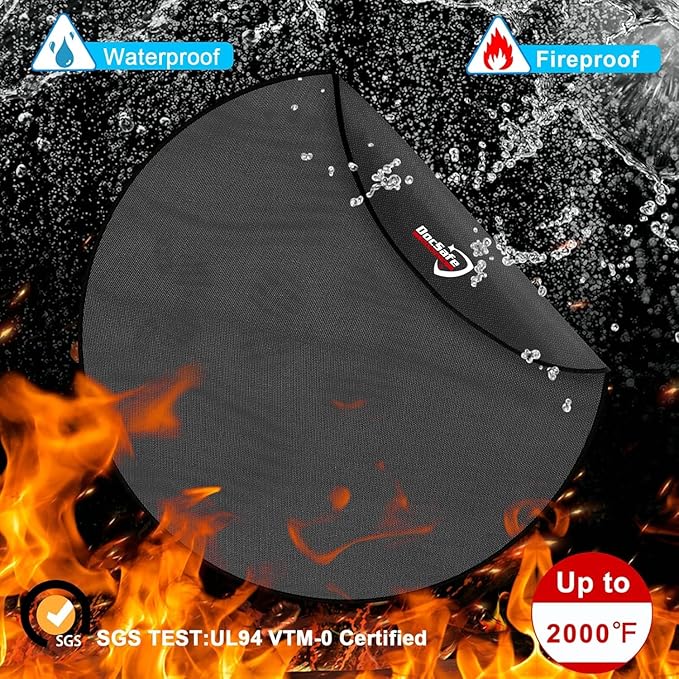 DocSafe 36" Round Under Grill Mat,4 Layers Fire Pit Mat,Fireproof Mat Protector for Deck,Patio,Grass,Outdoor Charcoal,Smokers,BBQ,Reusable Oil-Proof and Waterproof Indoor Fireplace Pad,Easy to Clean