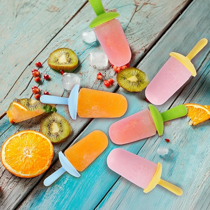 Miaowoof Silicone Popsicles Molds for Toddlers, 8-Cavity Non-BPA Premium Silicone Small Popsicle Molds, Ice Pop Mold with 8 Colorful Reusable Sticks for Kids (White)
