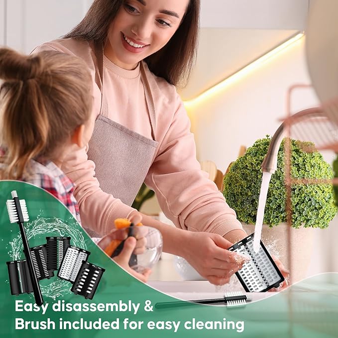5-In-1 Electric Cheese Grater,300W Salad Maker,Electric Grater for Block Cheese,Kitchen Electric Food Slicer Shredder,Chopper for Vegetables Cucumber Carrots Cabbage Nuts(Black)