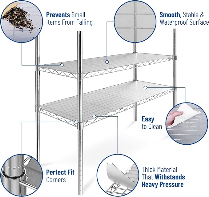 Sterling Shelf Liners Wire Rack Covers: Long-Lasting Shelf Liner Cover for Wire Shelving: Premium Cover Mats for Shelves in Pantry, Closet, etc: 18x36 Inch: Graphite, Set of 4