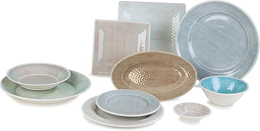 Carlisle FoodService Products Grove Reusable Plastic Plate Square Plate with Rim for Home and Restaurant, Melamine, 8.5 Inches, Buff