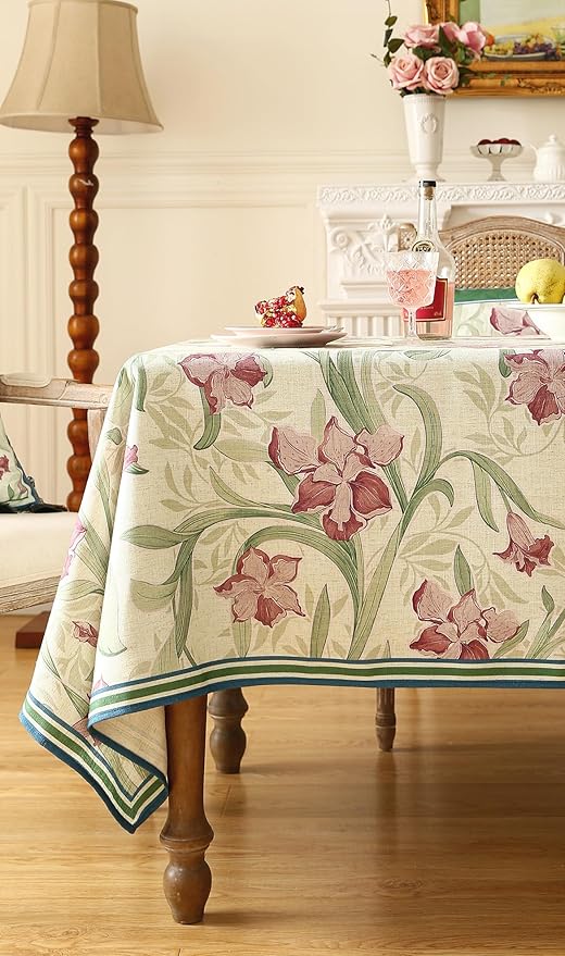patdrea Designer French Green Tablecloth for Square Table,Elegant Violets Pattern Framhouse Tablecloths,Table Cover Cloth Fall Decor for Kitchen Dining Christmas,Thanksgiving,67"x67"-Tara a